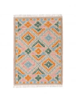 Benuta Bunter Kelimteppich Zohra mit Fransenabschluss, handgewebt, B 70 x L 140 cm (Größe XS)