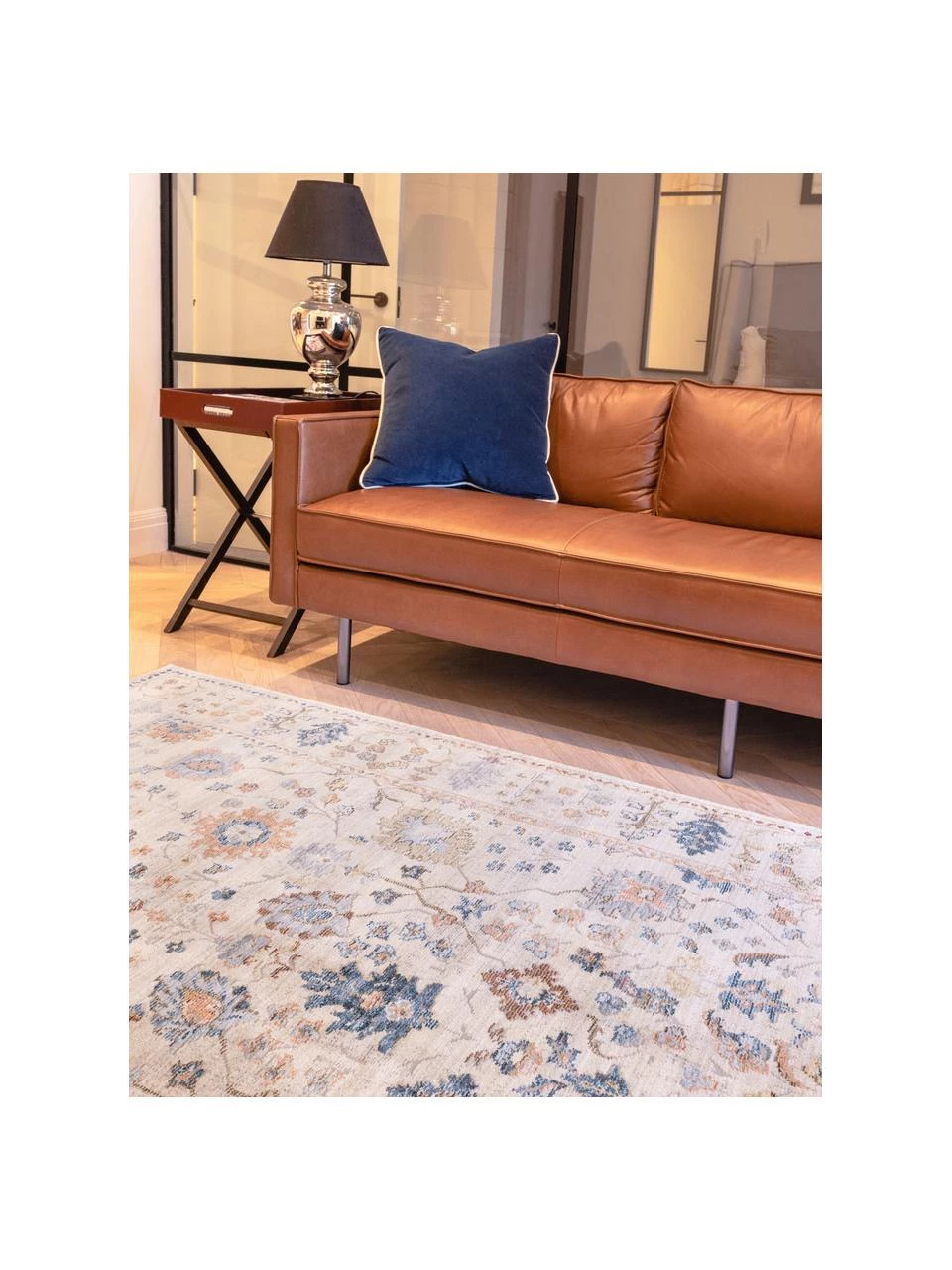 Eckiger Kurzflor-Teppich Heritage in Elfenbeinfarben mit bunten Ornamenten, B 120 x L 170 cm (Größe S) 4 Eckiger Kurzflor-Teppich Heritage in Elfenbeinfarben mit bunten Ornamenten, B 120 x L 170 cm (Größe S) – Bild 2