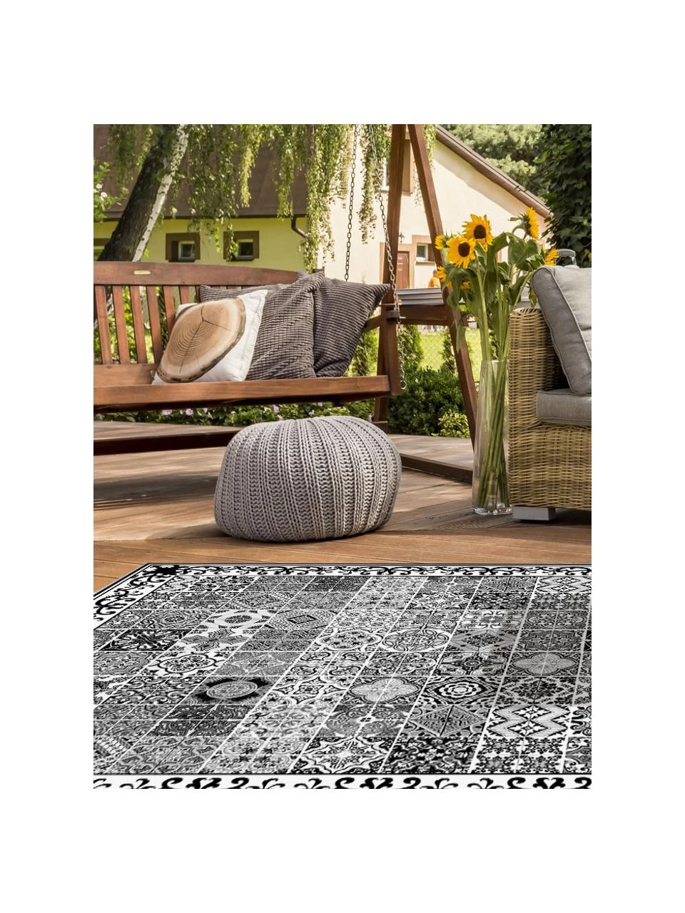 MySpotti Flache Vinyl-Bodenmatte Olè in Schwarz/Weiß, rutschfest, B 136 x L 203 cmNur noch wenige verfügbar 4 MySpotti Flache Vinyl-Bodenmatte Olè in Schwarz/Weiß, rutschfest, B 136 x L 203 cmNur noch wenige verfügbar – Bild 2