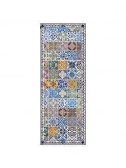 MySpotti Flache Vinyl-Bodenmatte Pablo mit buntem Print, rutschfest, B 68 x L 180 cm