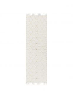 Westwing Collection Flachgewebter Baumwollläufer Yena in Beige/Goldfarben, B 80 x L 250 cm