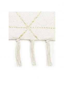 Westwing Collection Flachgewebter Baumwollteppich Yena in Beige/Goldfarben mit Fransenabschluss, B 70 x L 140 cm (Größe XS) -Teppiche Verkaufsgeschäft Flachgewebter Baumwollteppich Yena in BeigeGoldfarben mit Fransenabschluss 3