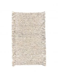 Westwing Collection Flachgewebter Teppich Bunko mit Fransen in Cremeweiß/Beige/Grau, B 80 x L 150 cm (Größe XS)