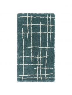 Westwing Collection Flauschiger Hochflor-Teppich Amelie in Petrol, handgetuftet, B 80 x L 150 cm (Größe XS)