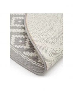 Westwing Collection Gemusterter runder In- & Outdoor-Teppich Miami in Grau/Weiß, Ø 140 cm (Größe M) -Teppiche Verkaufsgeschäft Gemusterter runder In and Outdoor Teppich Miami in GrauWeiss 3