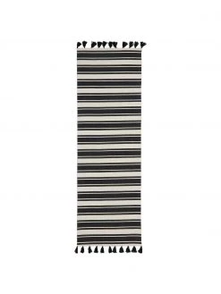Westwing Collection Gestreifter Baumwollläufer Vigga mit Quasten, handgewebt, B 80 x L 250 cm