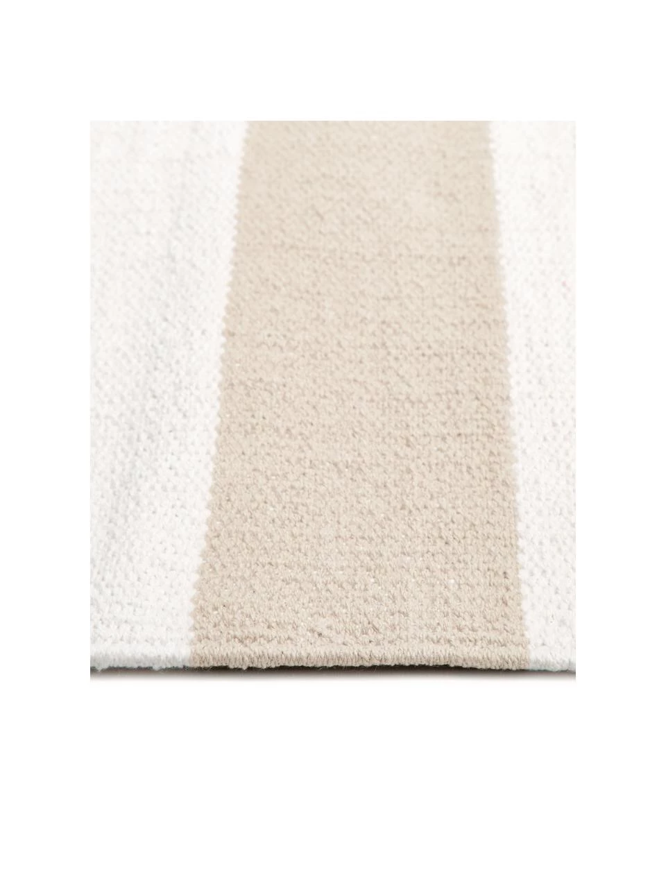 Westwing Collection Gestreifter Baumwollteppich Blocker in Taupe/Weiß, handgewebt, B 70 x L 140 cm (Größe XS)Nur noch wenige verfügbar 5 Westwing Collection Gestreifter Baumwollteppich Blocker in Taupe/Weiß, handgewebt, B 70 x L 140 cm (Größe XS)Nur noch wenige verfügbar – Bild 3