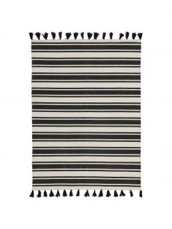 Westwing Collection Gestreifter Baumwollteppich Vigga mit Quasten, handgewebt, B 120 x L 180 cm (Größe S)