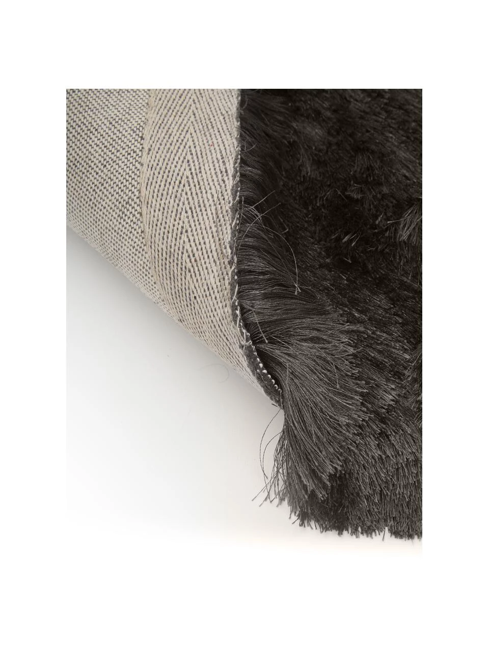 Westwing Collection Glänzender Hochflor-Teppich Jimmy in Dunkelgrau, rund, Ø 120 cm (Größe S) 6 Westwing Collection Glänzender Hochflor-Teppich Jimmy in Dunkelgrau, rund, Ø 120 cm (Größe S) – Bild 4