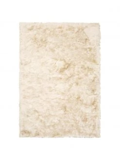 Westwing Collection Glänzender Hochflor-Teppich Jimmy in Elfenbein, B 80 x L 150 cm (Größe XS)