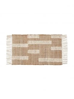 Westwing Collection Handgefertigte Jute-Fußmatte Kerala mit Fransen, B 50 x L 80 cm