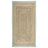 Westwing Collection Handgefertigter Jute-Teppich Shanta mit mintgrünem Rand, B 80 x L 150 cm (Größe XS) -Teppiche Verkaufsgeschäft Handgefertigter Jute Teppich Shanta mit mintgrunem Rand
