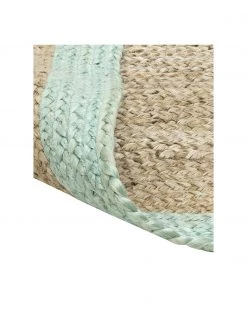 Westwing Collection Handgefertigter Jute-Teppich Shanta mit mintgrünem Rand, B 80 x L 150 cm (Größe XS) -Teppiche Verkaufsgeschäft Handgefertigter Jute Teppich Shanta mit mintgrunem Rand 3