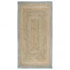 Westwing Collection Handgefertigter Jute-Teppich Shanta mit taubenblauem Rand, B 80 x L 150 cm (Größe XS) -Teppiche Verkaufsgeschäft Handgefertigter Jute Teppich Shanta mit taubenblauem Rand