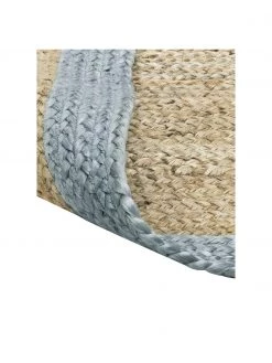 Westwing Collection Handgefertigter Jute-Teppich Shanta mit taubenblauem Rand, B 80 x L 150 cm (Größe XS) -Teppiche Verkaufsgeschäft Handgefertigter Jute Teppich Shanta mit taubenblauem Rand 2