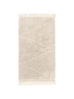 Westwing Collection Handgetufteter Baumwollteppich Asisa mit Zickzack-Muster und Fransen, B 80 x L 150 cm (Größe XS)