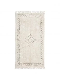 Westwing Collection Handgetufteter Boho-Baumwollteppich Fionn mit Fransen, B 80 x L 150 cm (Größe XS)