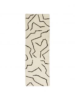 Westwing Collection Handgetufteter Hochflor-Läufer Davin in Cremefarben, B 80 x L 250 cm