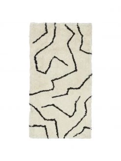 Westwing Collection Handgetufteter Hochflor-Teppich Davin in Cremefarben, B 80 x L 150 cm (Größe XS)