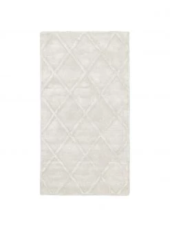 Westwing Collection Handgetufteter Viskoseteppich Shiny in Silbergrau mit Rautenmuster, B 80 x L 150 cm (Größe XS)