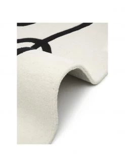 Westwing Collection Handgetufteter Wollteppich Line in Cremeweiß/Schwarz mit One Line Zeichnung, B 80 x L 150 cm (Größe XS) -Teppiche Verkaufsgeschäft Handgetufteter Wollteppich Line in CremeweissSchwarz mit One Line Zeichnung 5