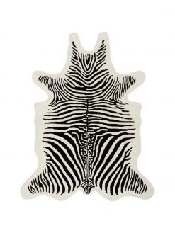 Westwing Collection Handgetufteter Wollteppich Savanna Zebra, B 160 x L 200 cm (Größe M)