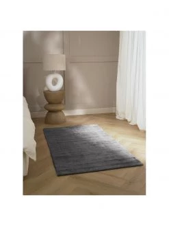 Westwing Collection Handgewebter Viskoseteppich Jane in Anthrazit-Schwarz, B 80 x L 150 cm (Größe XS) -Teppiche Verkaufsgeschäft Handgewebter Viskoseteppich Jane in Anthrazit Schwarz 5