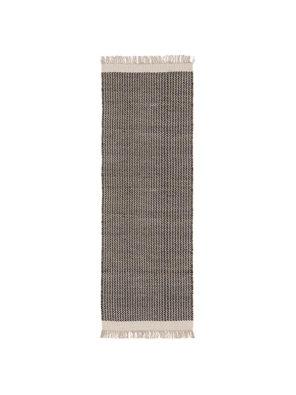 Benuta Handgewebter Wollläufer Kim in Schwarz/Creme, mit Fransen, B 70 x L 200 cm 3 Benuta Handgewebter Wollläufer Kim in Schwarz/Creme, mit Fransen, B 70 x L 200 cm