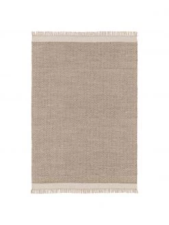 Benuta Handgewebter Wollteppich Kim in Beige/Creme, mit Fransen, B 80 x L 120 cm (Größe XS)