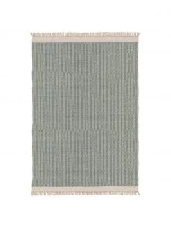 Benuta Handgewebter Wollteppich Kim in Grün/Creme, mit Fransen, B 80 x L 120 cm (Größe XS)