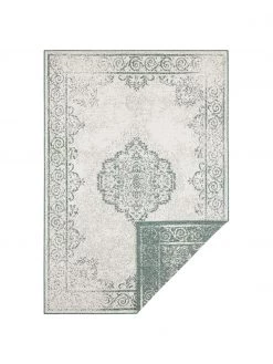 In- & Outdoor-Wendeteppich Cebu im Vintage Look, Grün/Creme, B 80 x L 150 cm (Größe XS)