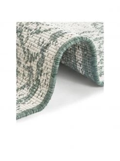 In- & Outdoor-Wendeteppich Cebu im Vintage Look, Grün/Creme, B 80 x L 150 cm (Größe XS) -Teppiche Verkaufsgeschäft In and Outdoor Wendeteppich Cebu im Vintage Look GrunCreme 3