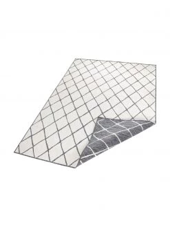 In- & Outdoor-Wendeteppich Malaga mit Rautenmuster, Grau/Creme, B 80 x L 150 cm (Größe XS) -Teppiche Verkaufsgeschäft In and Outdoor Wendeteppich Malaga mit Rautenmuster GrauCreme 2