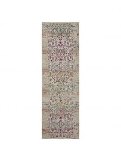 Niederflor-Läufer Kashan mit bunten Ornamenten, B 70 x L 245 cm