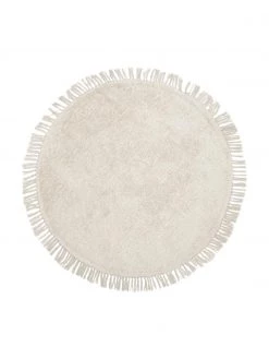 Westwing Collection Runder Baumwollteppich Daya mit Fransen, handgetuftet, Ø 110 cm (Größe S)