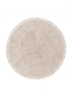Westwing Collection Runder Baumwollteppich Daya mit Fransen, handgetuftet, Ø 110 cm (Größe S)