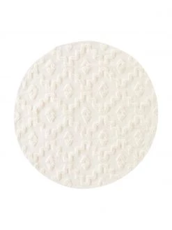 Westwing Collection Runder Baumwollteppich Idris mit erhabender Hoch-Tief-Struktur, Ø 120 cm (Größe S)
