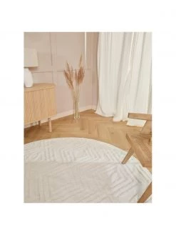 Westwing Collection Runder Baumwollteppich Ziggy mit erhabener Hoch-Tief-Struktur, Ø 120 cm (Größe S) -Teppiche Verkaufsgeschäft Runder Baumwollteppich Ziggy mit erhabener Hoch Tief Struktur 1