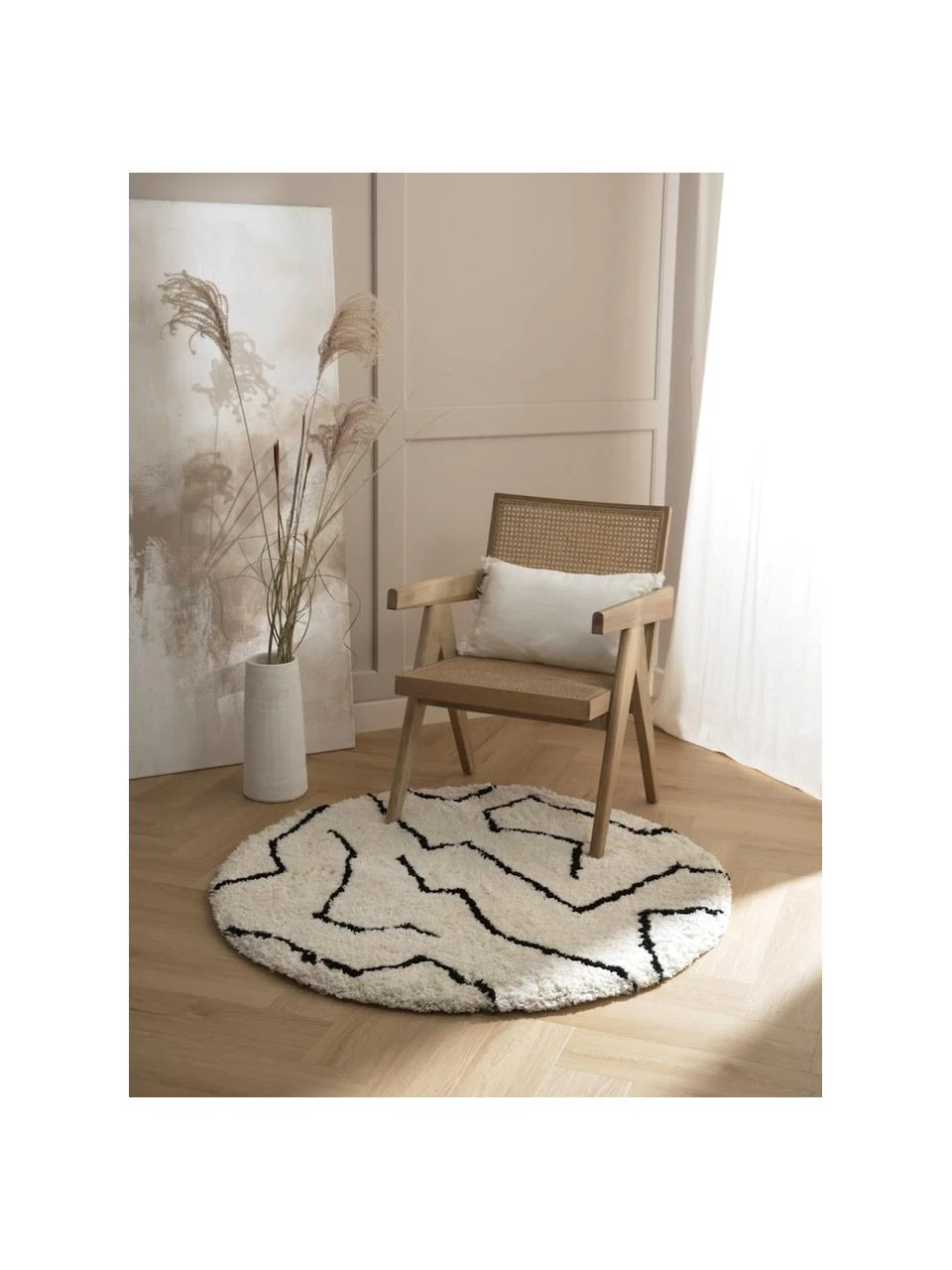 Westwing Collection Runder Hochflor-Teppich Davin in Cremefarben, handgetuftet, Ø 120 cm (Größe S) 4 Westwing Collection Runder Hochflor-Teppich Davin in Cremefarben, handgetuftet, Ø 120 cm (Größe S) – Bild 2