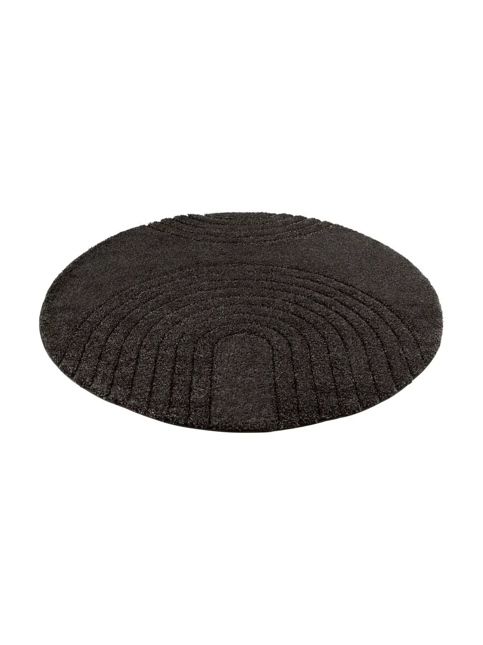 Runder Hochflor-Teppich Norwalk in Anthrazit mit geometrischem Muster, Ø 160 (Größe L) 5 Runder Hochflor-Teppich Norwalk in Anthrazit mit geometrischem Muster, Ø 160 (Größe L) – Bild 3