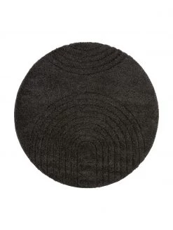 Runder Hochflor-Teppich Norwalk in Anthrazit mit geometrischem Muster, Ø 160 (Größe L)
