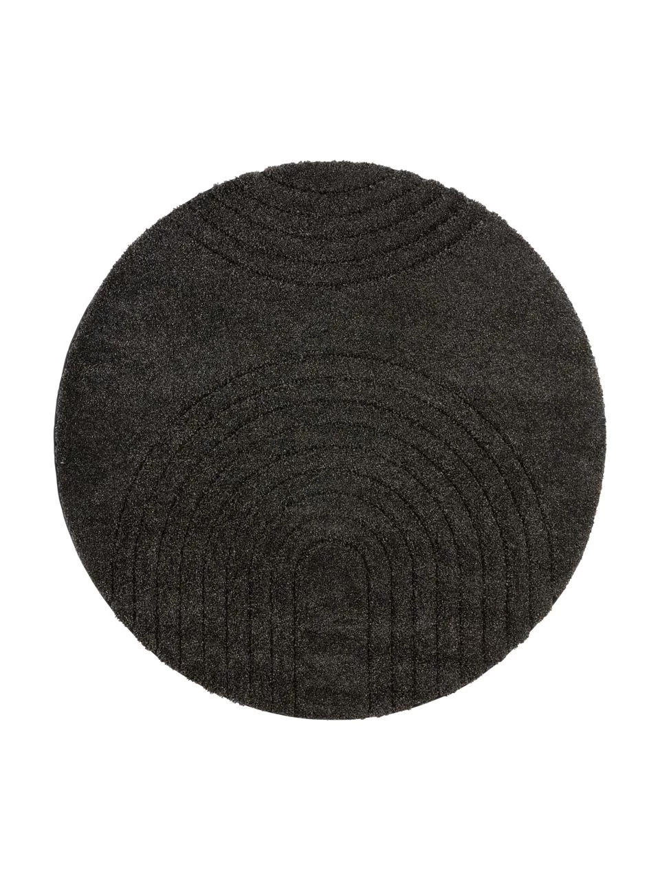 Runder Hochflor-Teppich Norwalk in Anthrazit mit geometrischem Muster, Ø 160 (Größe L) 3 Runder Hochflor-Teppich Norwalk in Anthrazit mit geometrischem Muster, Ø 160 (Größe L)