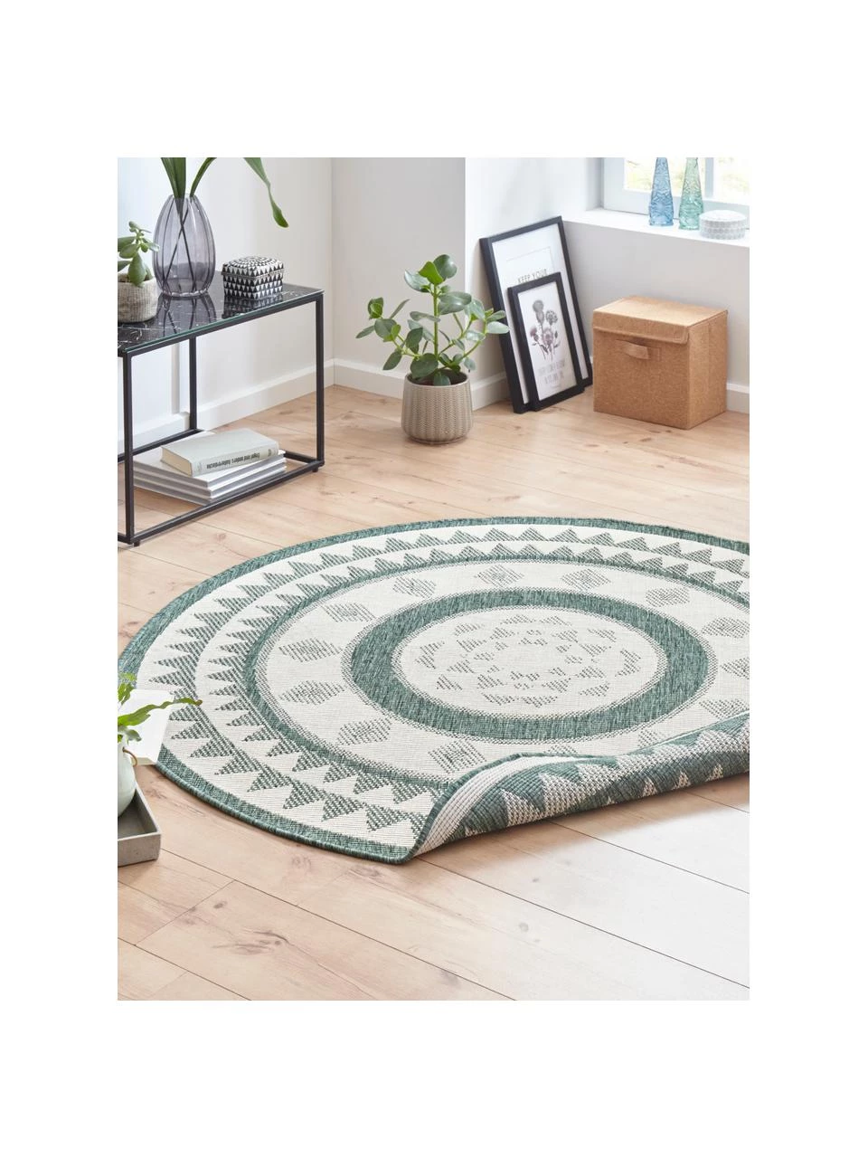 Runder In- & Outdoor-Wendeteppich Jamaica in Grün/Creme, Ø 140 cm (Größe M) 4 Runder In- & Outdoor-Wendeteppich Jamaica in Grün/Creme, Ø 140 cm (Größe M) – Bild 2