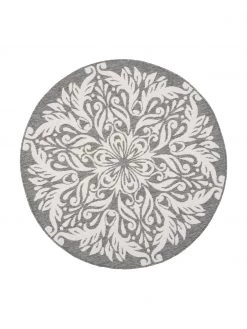 Runder In- & Outdoor-Wendeteppich Madrid in Grau/Creme, Ø 140 cm (Größe M) -Teppiche Verkaufsgeschäft Runder In and Outdoor Wendeteppich Madrid in GrauCreme 2