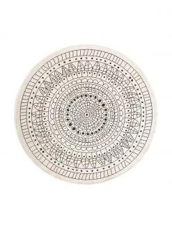 Runder In- & Outdoor-Wendeteppich Porto in Schwarz/Creme, gemustert, Ø 140 cm (Größe M) -Teppiche Verkaufsgeschäft Runder In and Outdoor Wendeteppich Porto in SchwarzCreme gemustert 2