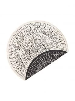 Runder In- & Outdoor-Wendeteppich Porto in Schwarz/Creme, gemustert, Ø 140 cm (Größe M)