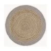 Westwing Collection Runder Jute-Teppich Shanta mit grauem Rand, handgefertigt, Ø 100 cm (Größe XS)