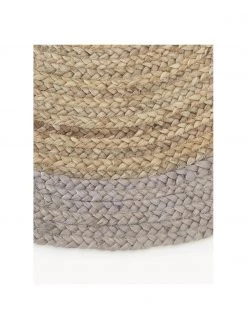 Westwing Collection Runder Jute-Teppich Shanta mit grauem Rand, handgefertigt, Ø 100 cm (Größe XS) -Teppiche Verkaufsgeschäft Runder Jute Teppich Shanta mit grauem Rand handgefertigt 2