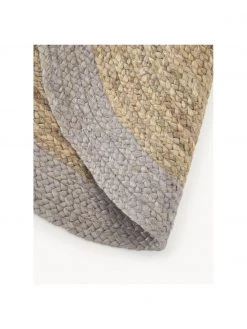 Westwing Collection Runder Jute-Teppich Shanta mit grauem Rand, handgefertigt, Ø 100 cm (Größe XS) -Teppiche Verkaufsgeschäft Runder Jute Teppich Shanta mit grauem Rand handgefertigt 4