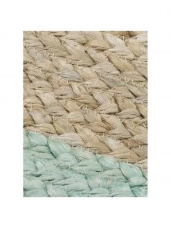 Westwing Collection Runder Jute-Teppich Shanta mit mintgrünem Rand, handgefertigt, Ø 100 cm (Größe XS) -Teppiche Verkaufsgeschäft Runder Jute Teppich Shanta mit mintgrunem Rand handgefertigt 3